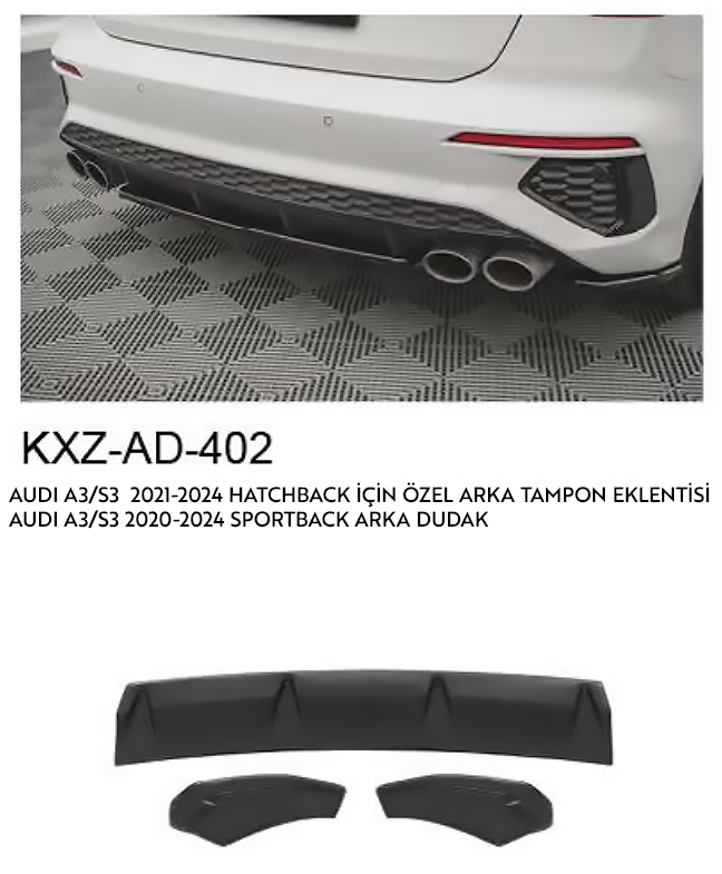 AUDİ A3 - S3 ARKA TAMPON EKLENTİSİ