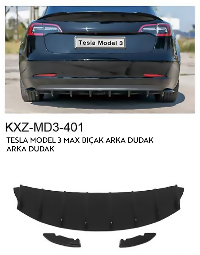 TESLA MODEL 3 MAX BIÇAK ARKA DUDAK