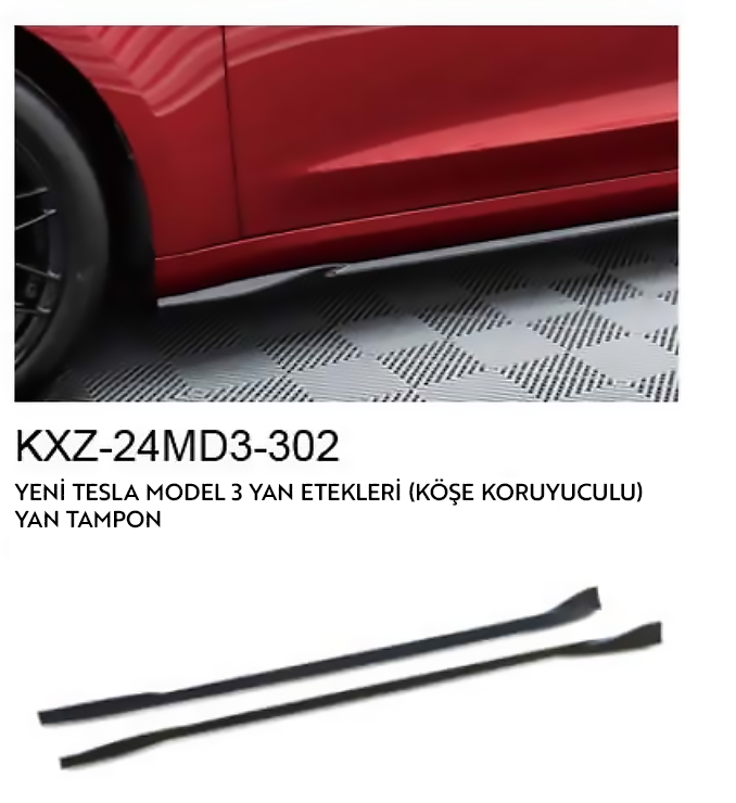 YENİ TESLA MODEL 3 YAN ETEKLER (KÖŞE KORUYUCULU)