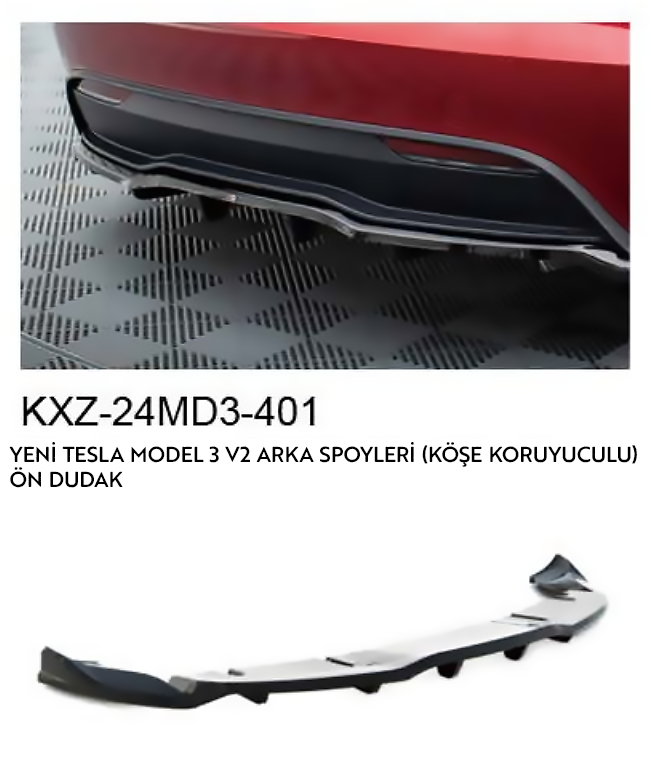 YENİ TESLA MODEL 3 V.2 ARKA SPOİLERİ (KÖŞE KORUYUCULU)