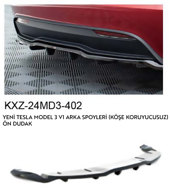 YENİ TESLA MODEL 3 V.1 ARKA SPOİLERİ (KÖŞE KORUYUCUSUZ)