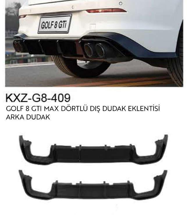 VOLKSWAGEN GOLF 8 GTI MAX DÖRTLÜ DIŞ DUDAK EKLENTİSİ