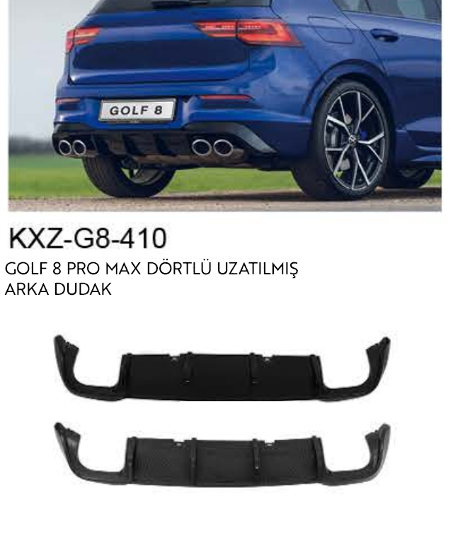 VOLKSWAGEN GOLF 8 PRO MAX DÖRTLÜ UZATILMIŞ ARKA DUDAK