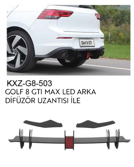 VOLKSWAGEN GOLF 8 GTI MAX LED ARKA DİFÜZÖR UZANTISI