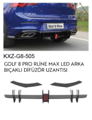 VOLKSWAGEN GOLF 8 PRO R-LINE MAX LED ARKA BIÇAKLI DİFÜZÖR UZANTISI