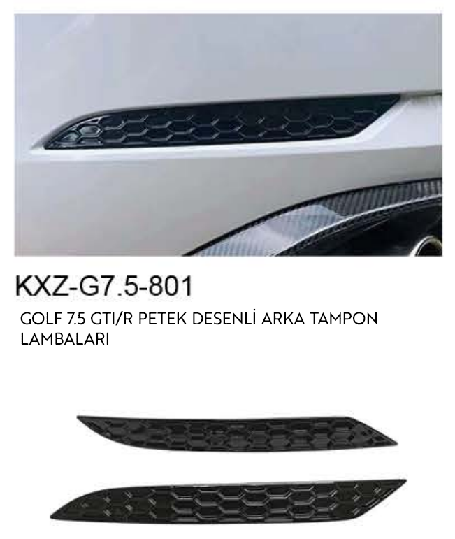 VOLKSWAGEN GOLF 7.5 GTI/R PETEK DESENLİ ARKA TAMPON LAMBALARI