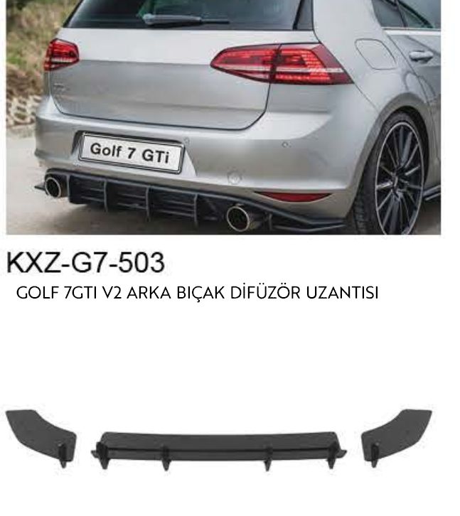 VOLKSWAGEN GOLF 7 GTI V.2 ARKA BIÇAK DİFÜZÖR UZANTISI