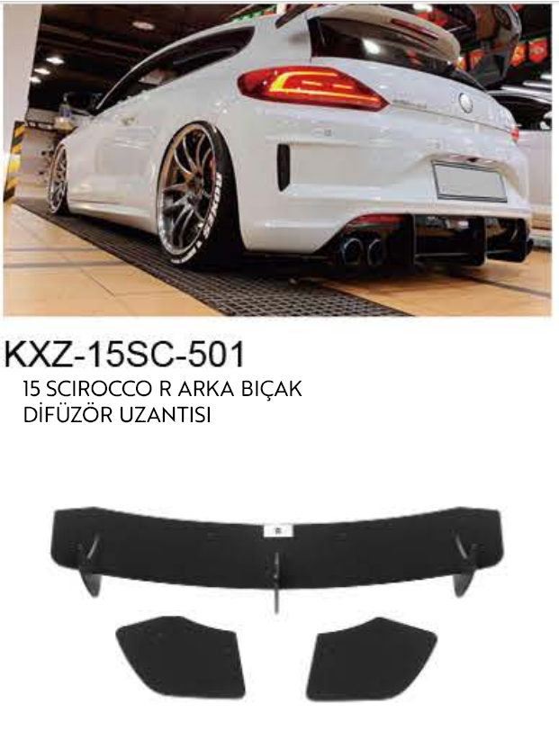 VOLKSWAGEN SCİROCCO R 2015 ARKA BIÇAK DİFÜZÖR UZANTISI