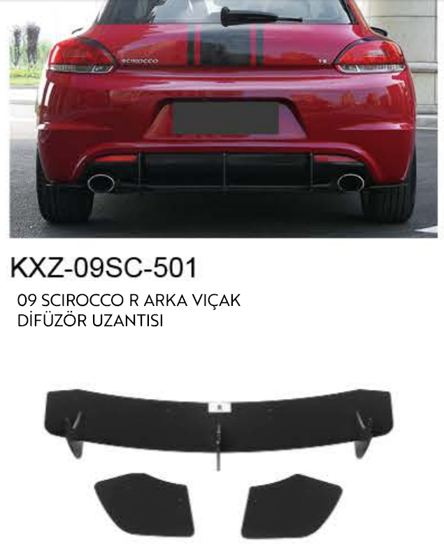 VOLKSWAGEN SCİROCCO R 2009 ARKA BIÇAK DİFÜZÖR UZANTISI