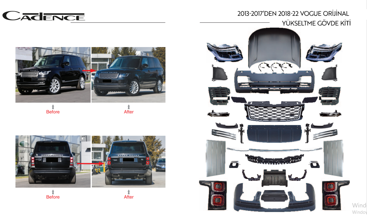 RANGE ROVER 2013-2017  UPGRADE 2018-2022 VOGUE ORGİNAL BODY KİT
