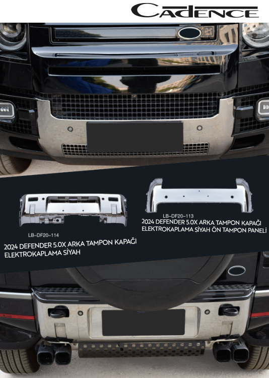 LAND ROVER 2024 DEFENDER 5.0X ARKA TAMPON KAPAĞI ELEKTROKAPLAMA SİYAH / ÖN TAMPON PANELİ