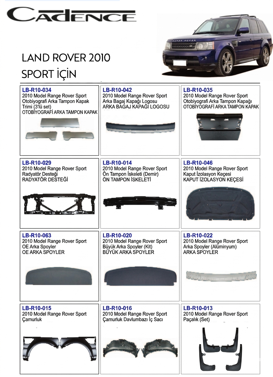 RANGE ROVER SPORT 2010 TAMPON / AKSESUAR SERİSİ