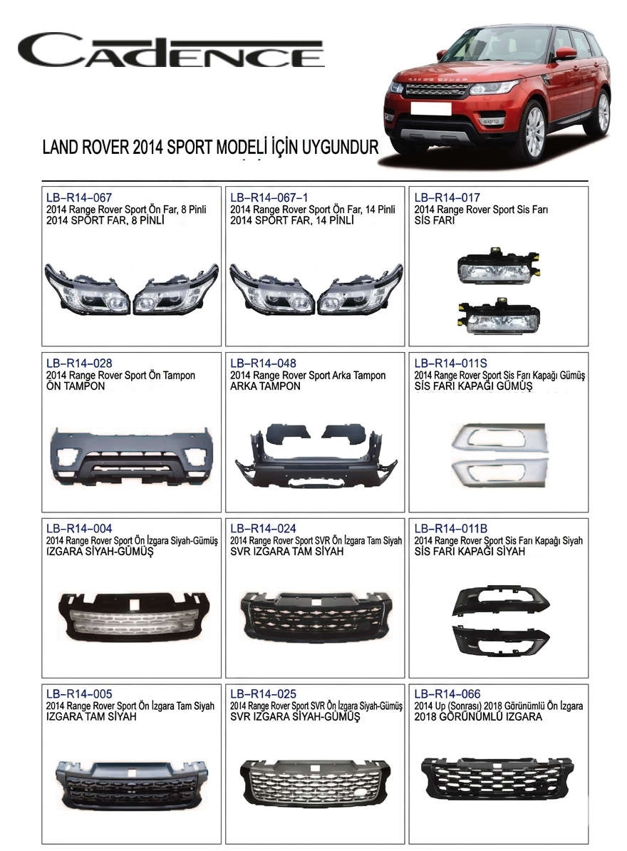 RANGE ROVER SPORT 2014 PARÇA / AKSESUAR SERİSİ