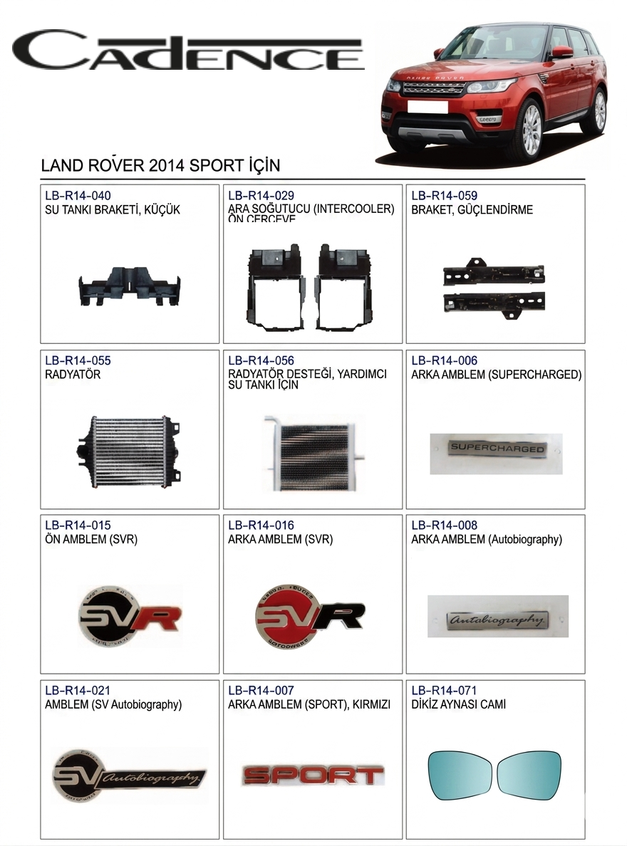 RANGE ROVER SPORT 2014(CJN) PREMİUM PARÇA SERİSİ