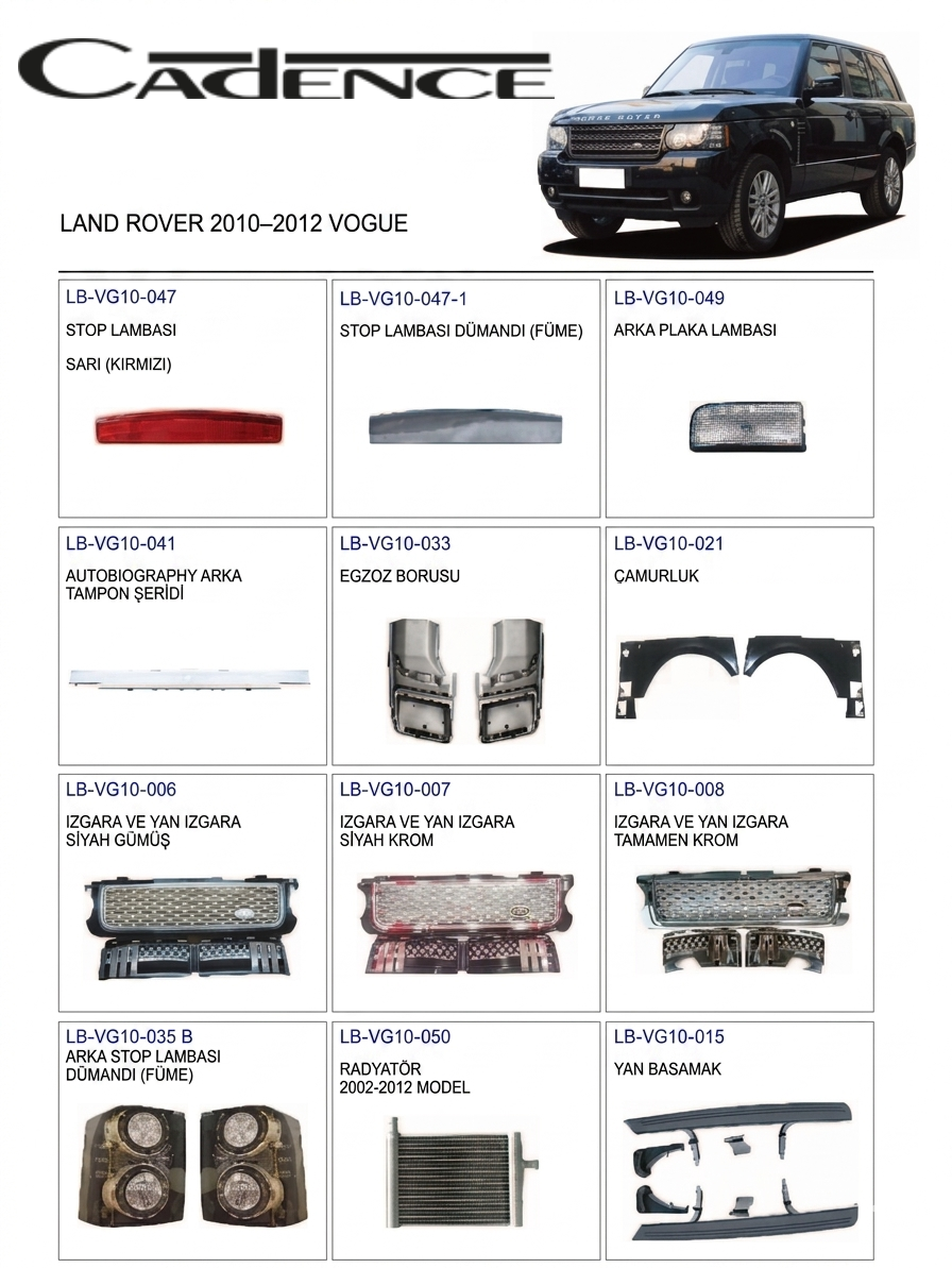 RANGE ROVER VOGUE 2010-2012 DİNAMİK PARÇA SERİSİ