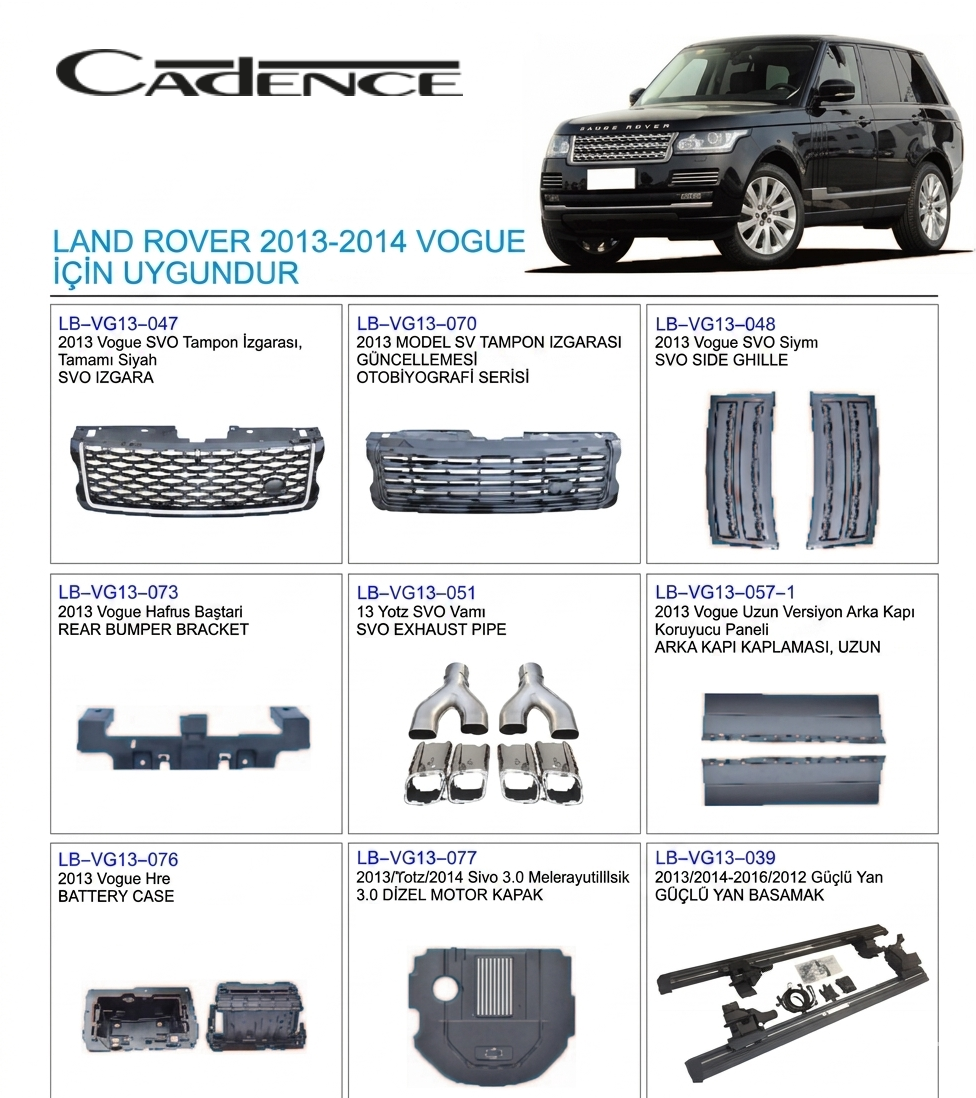 RANGE ROVER VOGUE 2013-2014 ÖN / ARKA KAPLAMA SERİSİ