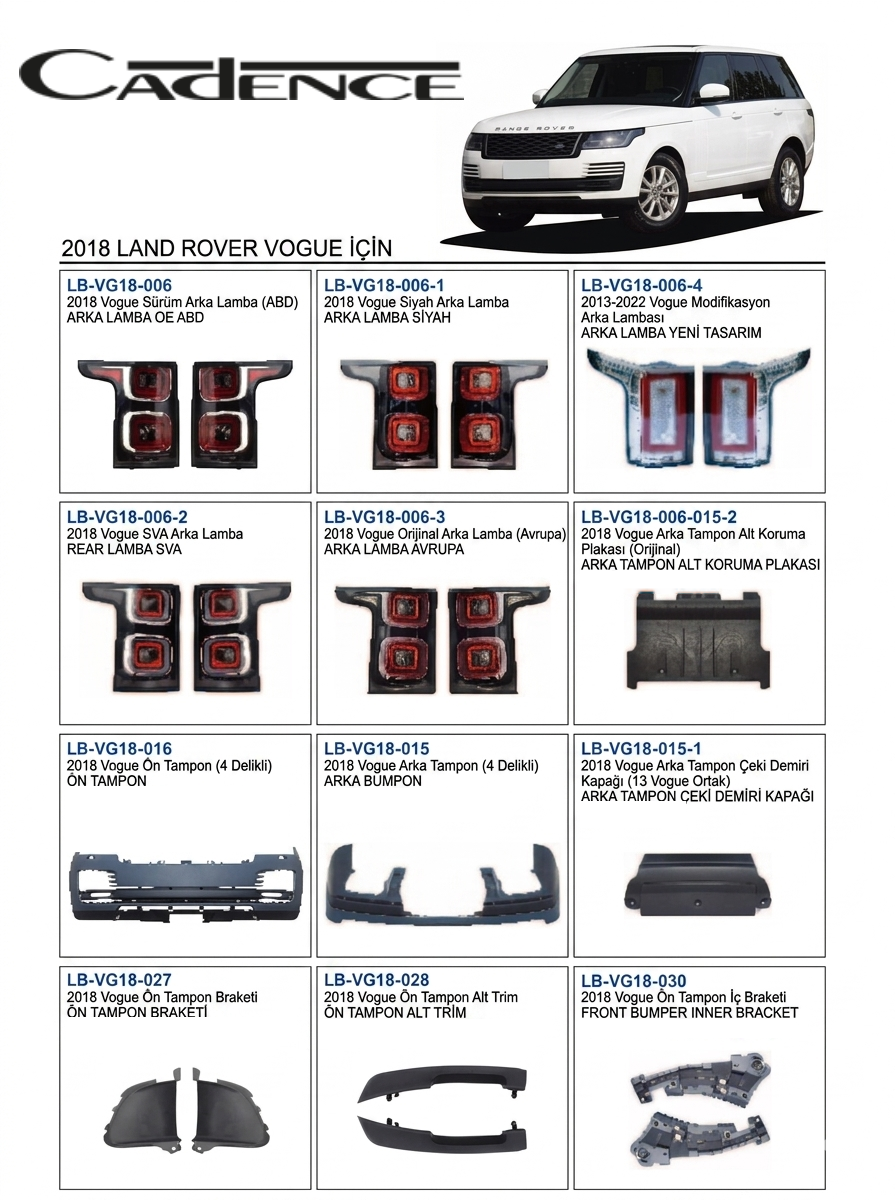 RANGE ROVER VOGUE 2018 L9N PARÇA SERİSİ