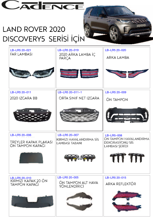 LAND ROVER 2020 DİSCOVERY 5 SERİSİ PARÇA KİTLERİ