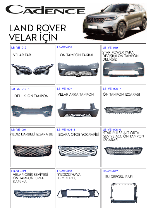 LAND ROVER VELAR DÖNÜŞÜM KİTLERİ