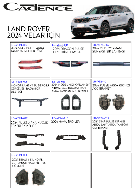 LAND ROVER VELAR 2020 AYDINLATMA & DÖNÜŞÜM KİTİ