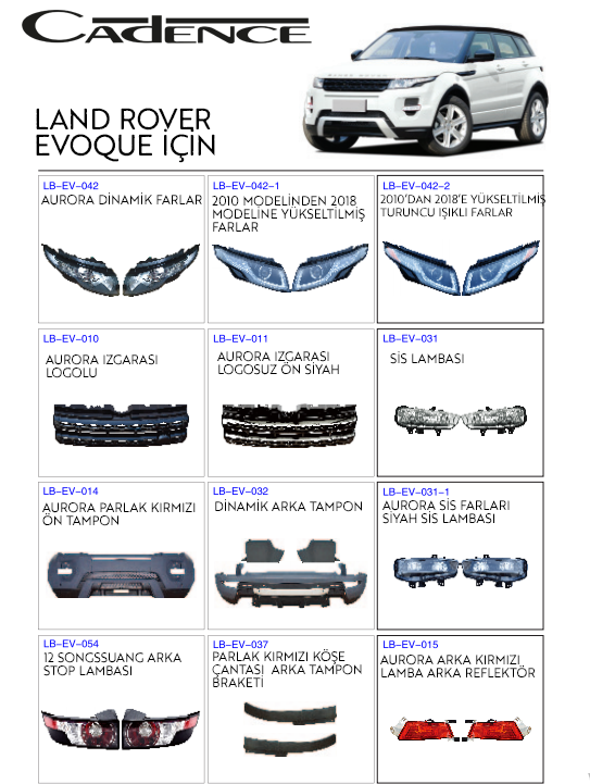 LAND ROVER EVOQUE AYDINLATMA & TASARIM KİTLERİ