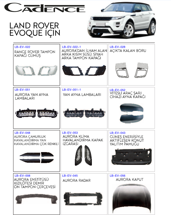 LAND ROVER EVOQUE MOTOR & KORUMA KİTLERİ