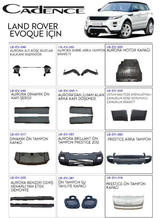 LAND ROVER EVOQUE MOTOR & MEKANİK KİTLER