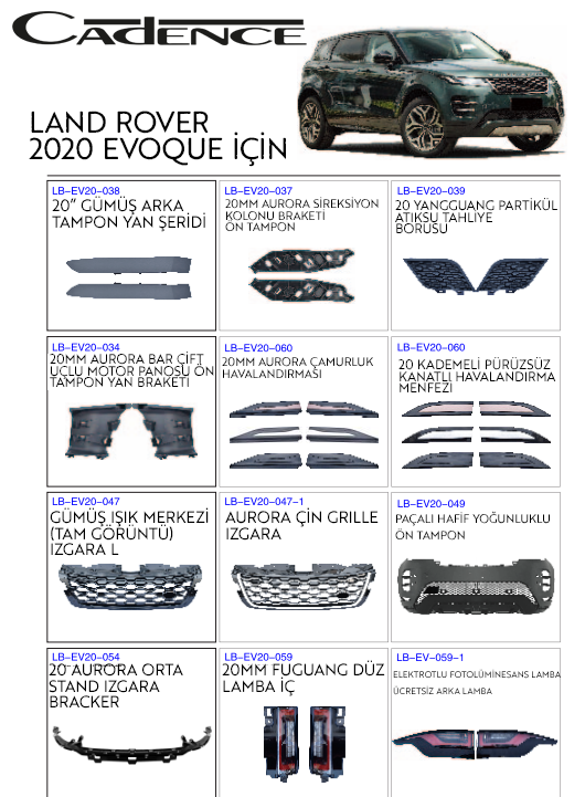 LAND ROVER EVOQUE 2020 ÖN TAMPON & IZGARA SERİSİ