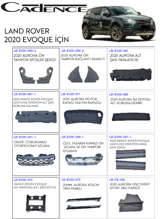 LAND ROVER EVOQUE 2020 IZGARA&BRAKET PARÇALARI